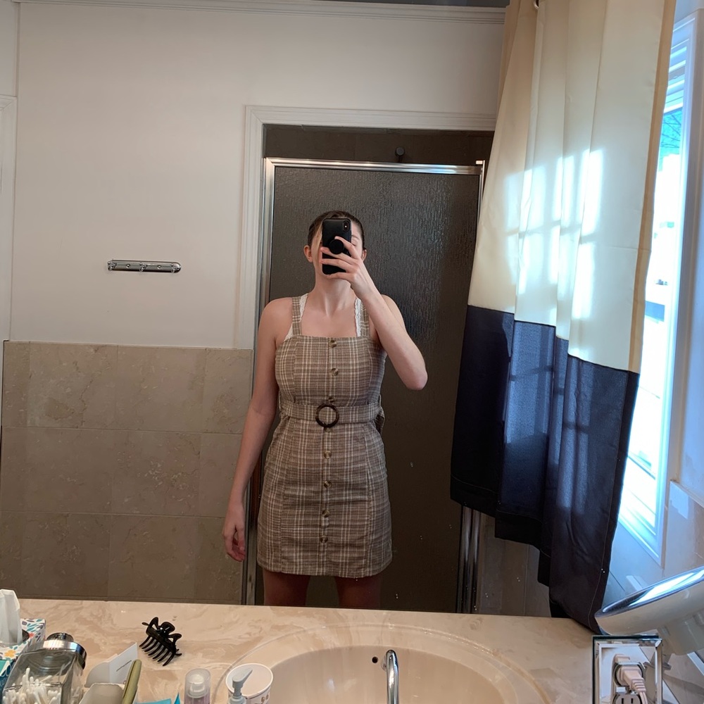 Square neck plaid dress